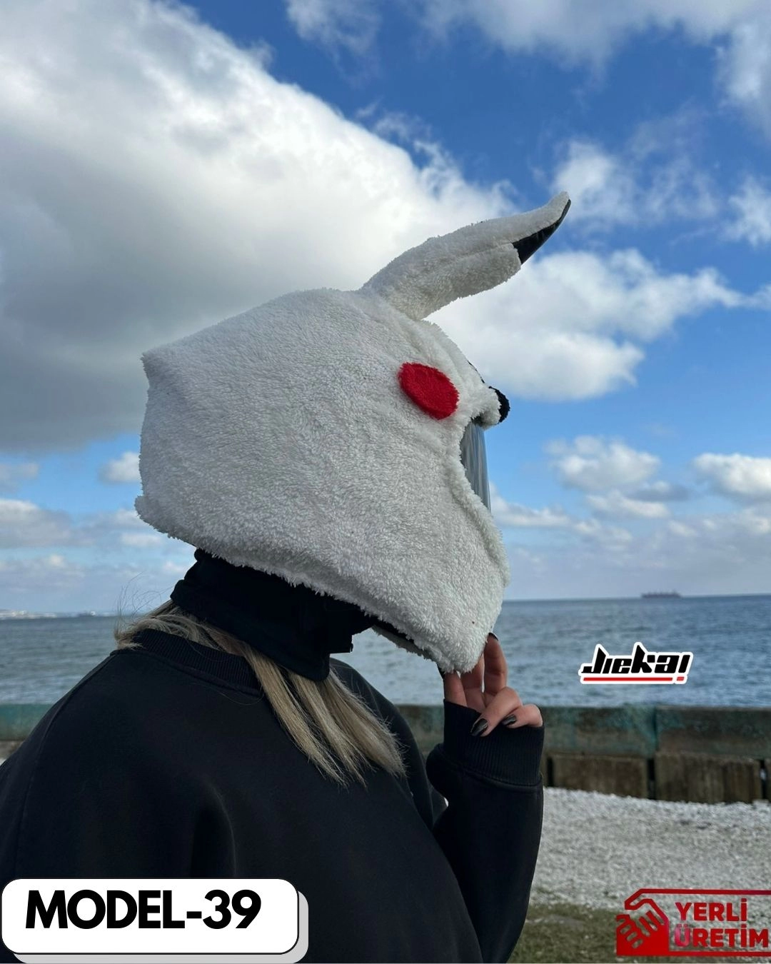 MODEL-39 KASK PELUŞU TEK EBAT WHİTE PİKACHU