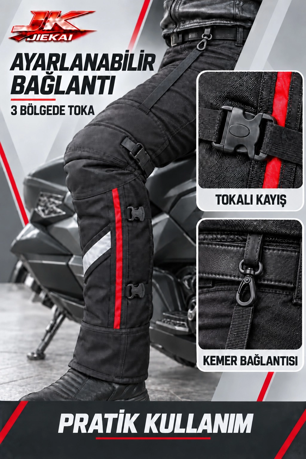 JİEKAİ B-55 MOTOSİKLET KIŞLIK YÜNLÜ DİZLİK TOKALI MODEL