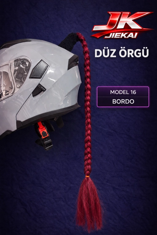 JİEKAİ KASK SAÇI BORDO RENK DÜZ ÖRGÜ MODEL-16