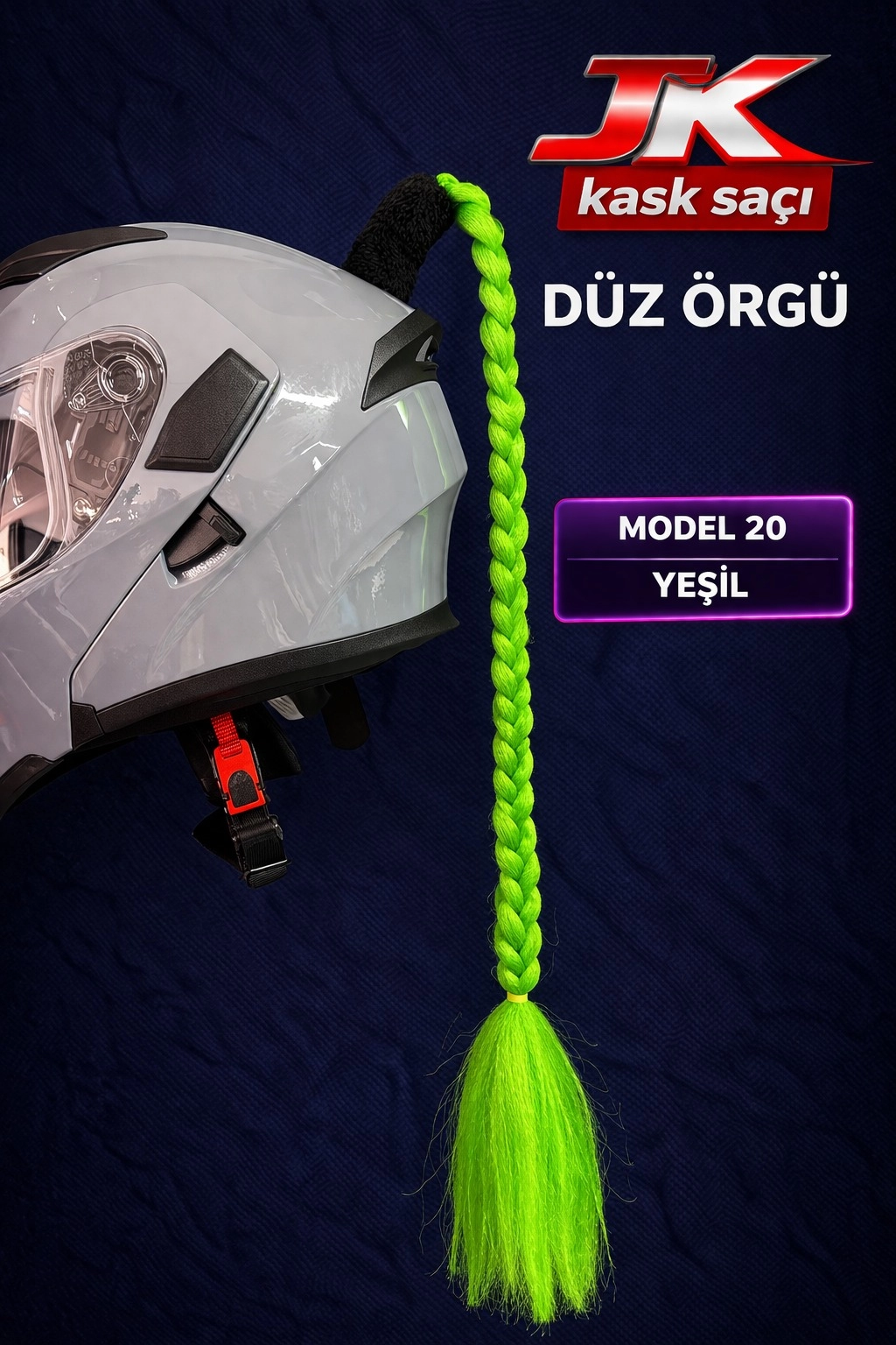 JİEKAİ KASK SAÇI YEŞİL RENK DÜZ ÖRGÜ MODEL-20
