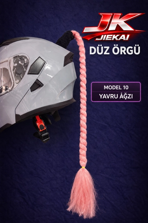 JİEKAİ KASK SAÇI YAVRU AĞZI RENK DÜZ ÖRGÜ MODEL-10