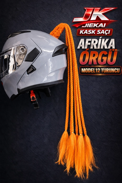 JİEKAİ KASK SAÇI TURUNCU RENK AFRİKA ÖRGÜ MODEL-12
