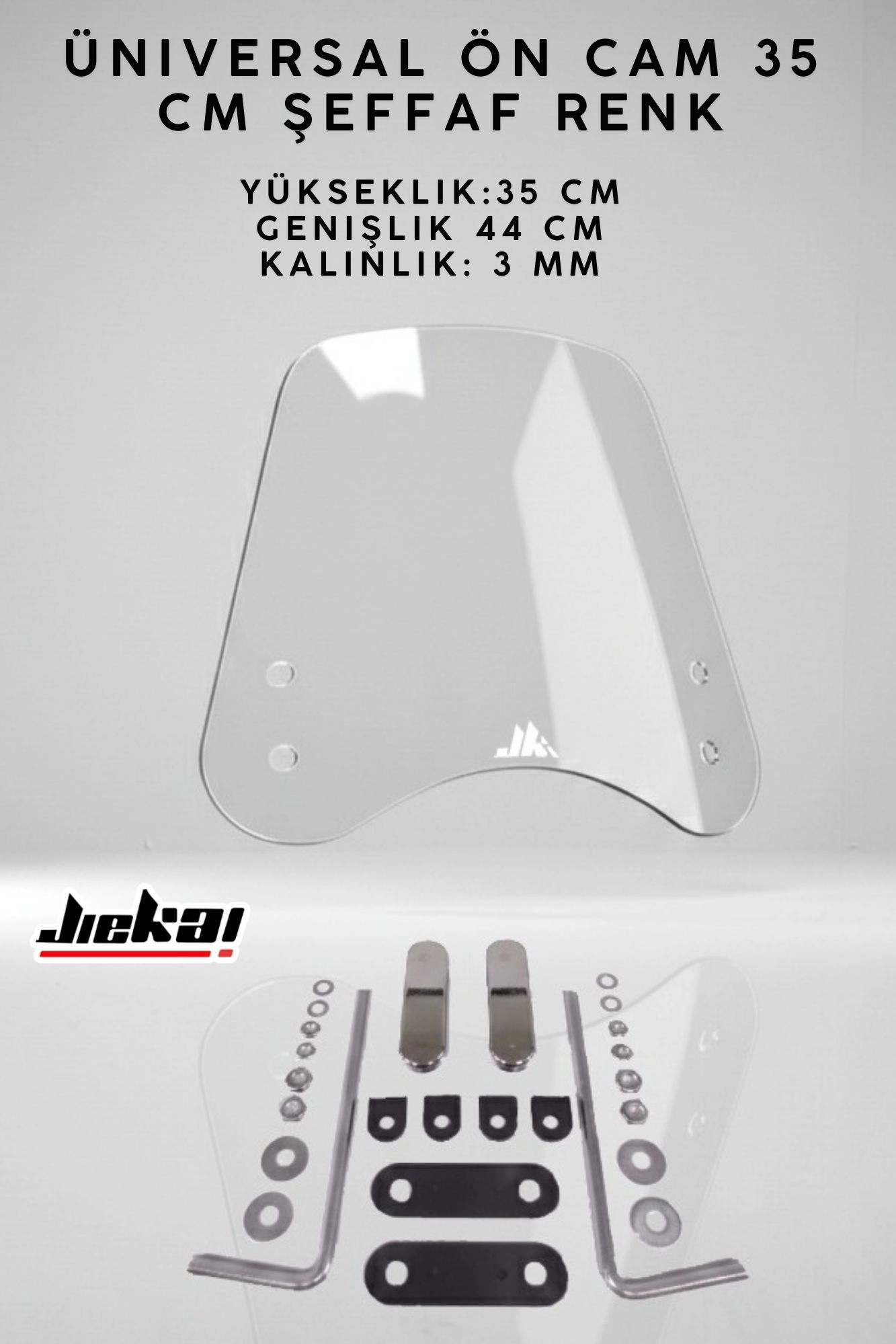 JİEKAİ ÜNİVERSAL SCOOTER ÖN CAM 35 CM ŞEFFAF RENK