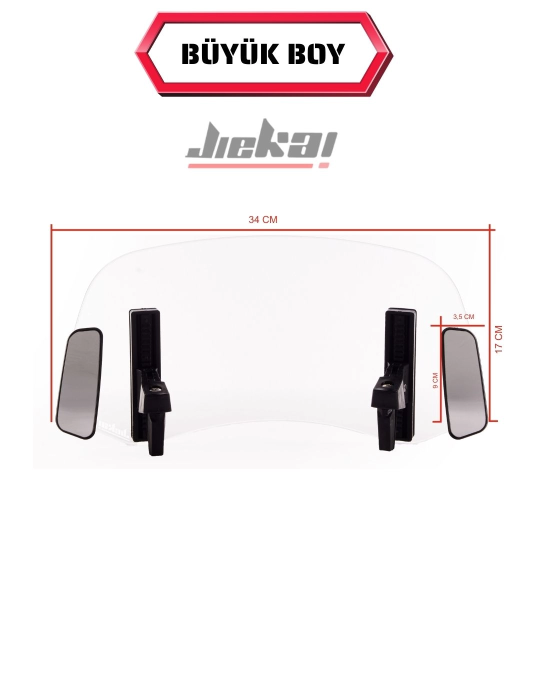 Jiekai DBS007 Dikiz aynalı Universal Çift Bağlantılı Asansörlü Deflektör Şeffaf *34 X 17