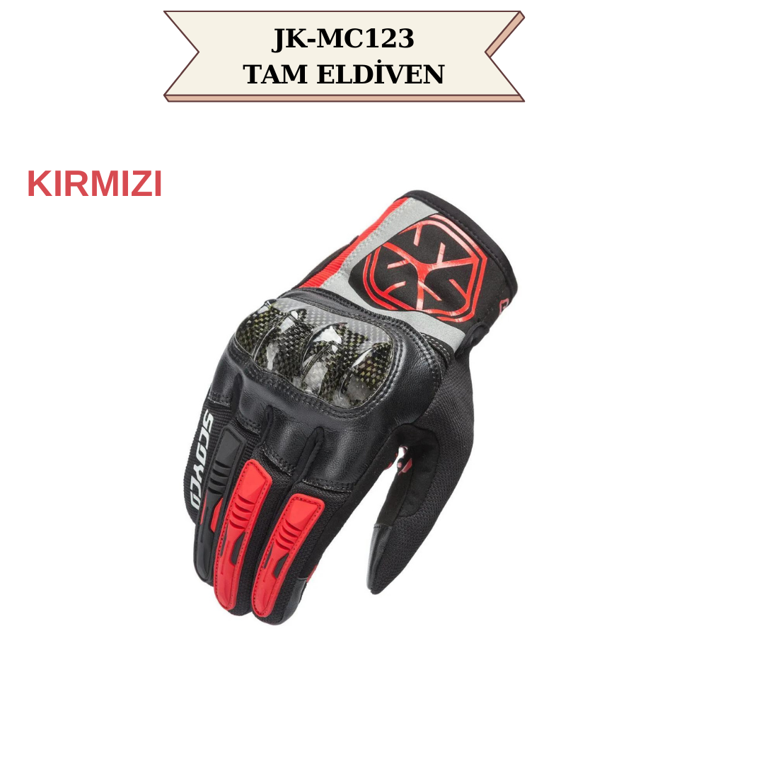 MC123 TAM ELDİVEN  (MİCROFİBER DERİ) KIRMIZI