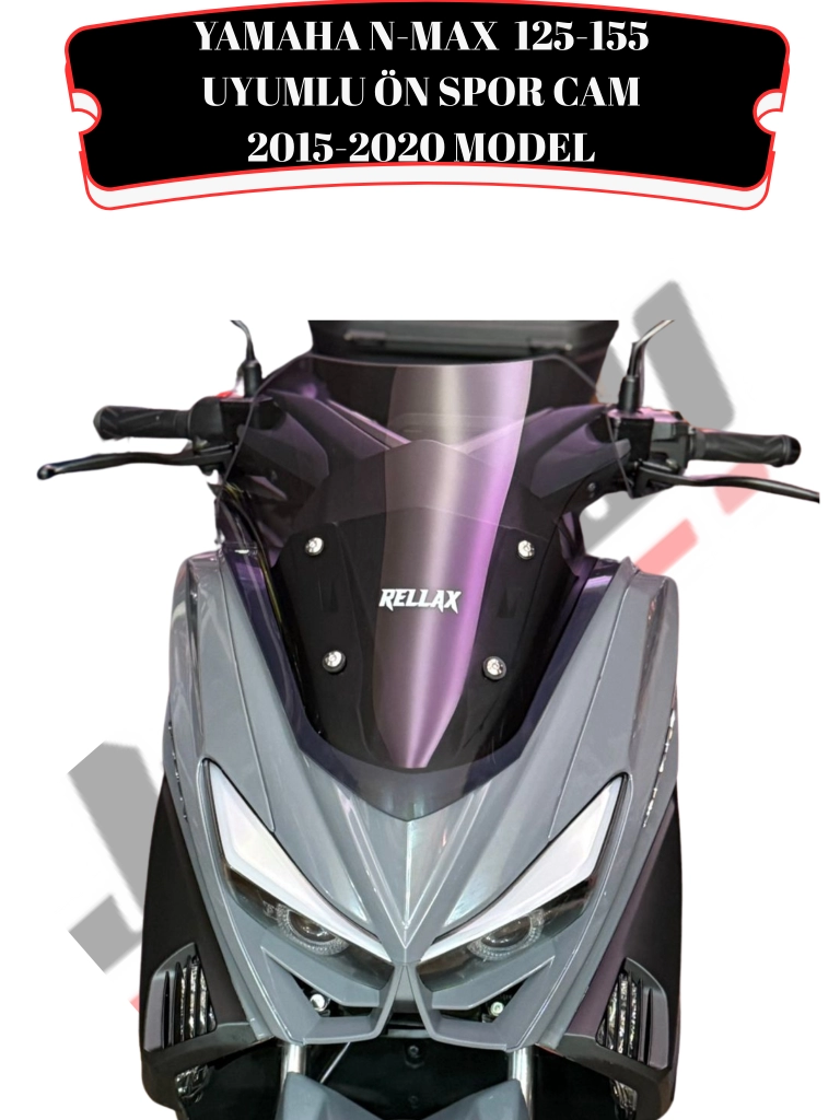 YAMAHA N-MAX 125-155 UYUMLU ÖN SPOR CAM 2015-2020 MODEL SİYAH (GENİŞLİK: 41 CM YÜKSEKLİK: 44 CM KALINLIK: 4 MM