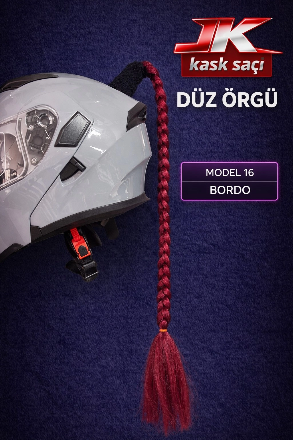 JİEKAİ KASK SAÇI BORDO RENK DÜZ ÖRGÜ MODEL-16