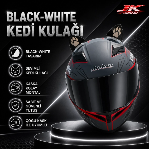 KASK ÜSTÜ KEDİ KULAĞI AKSESUARI ( BLACK-WHİTE)