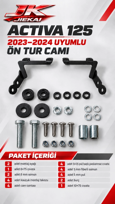 JK JİEKAİ  Activa 125 70*50 CM Ön Cam 2023/2024 Uyumlu Tur Camı