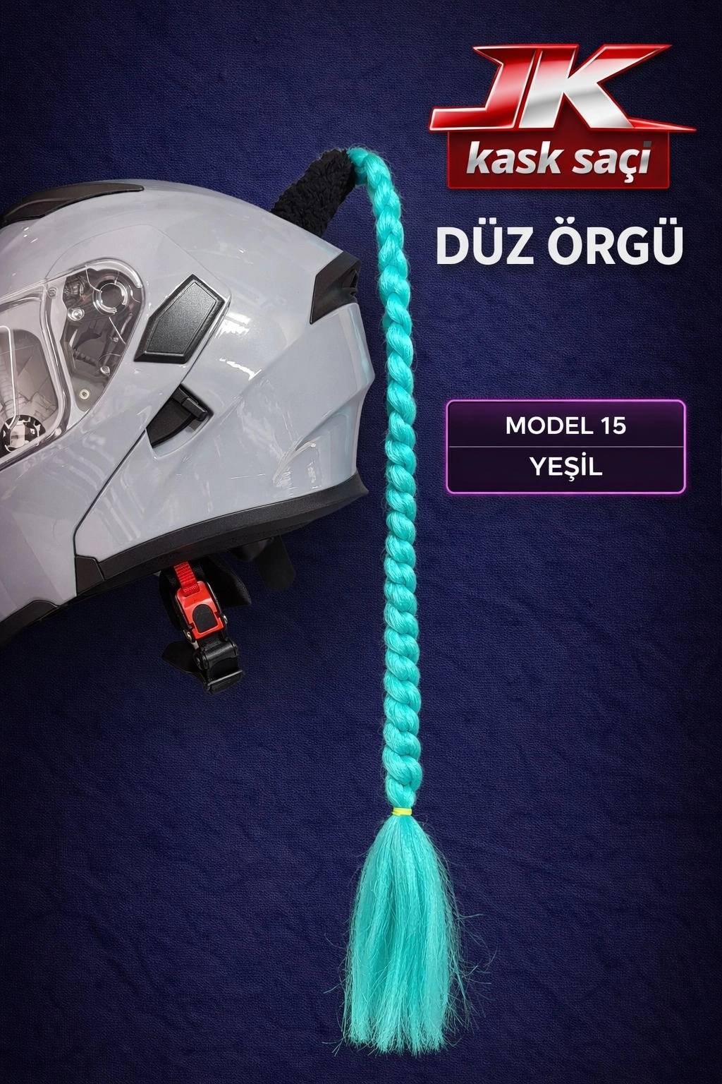 JİEKAİ KASK SAÇI YEŞİL RENK DÜZ ÖRGÜ MODEL-15