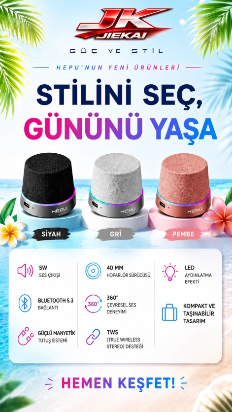 JK JİEKAİ HEPU HP-MS01S Motosiklet Hoparlörü -PEMBE