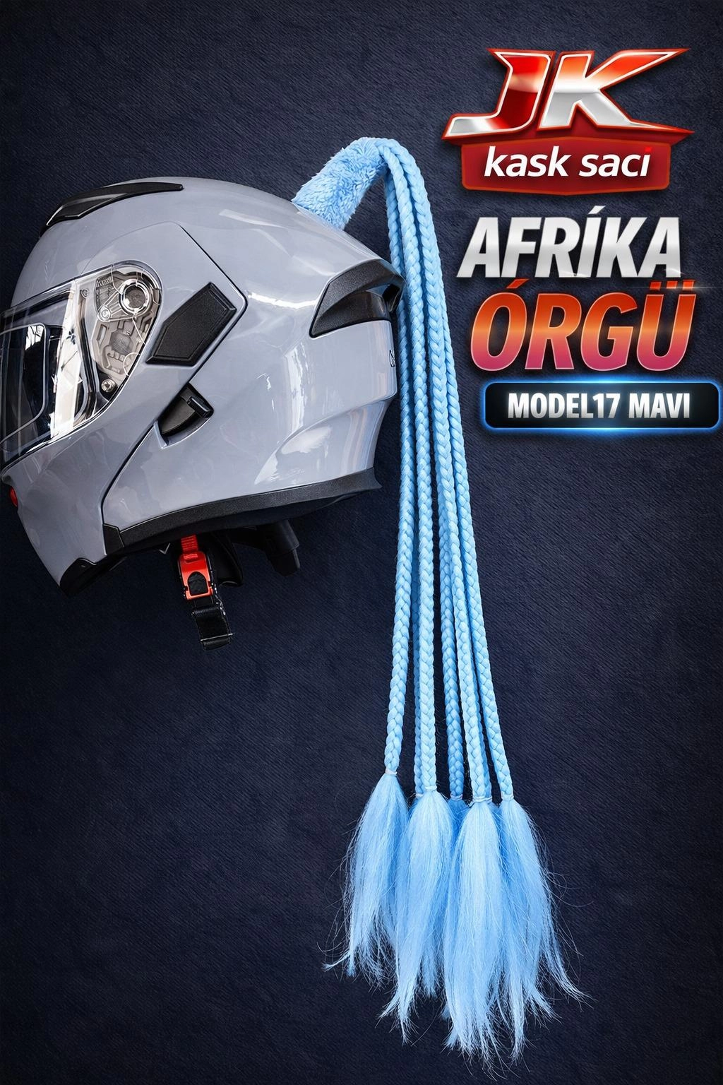 JİEKAİ KASK SAÇI MAVİ RENK AFRİKA ÖRGÜSÜ MODEL -17