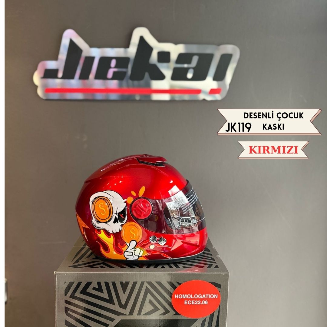 JK119 DESENLİ ÇOCUK KASKI * KIRMIZI *