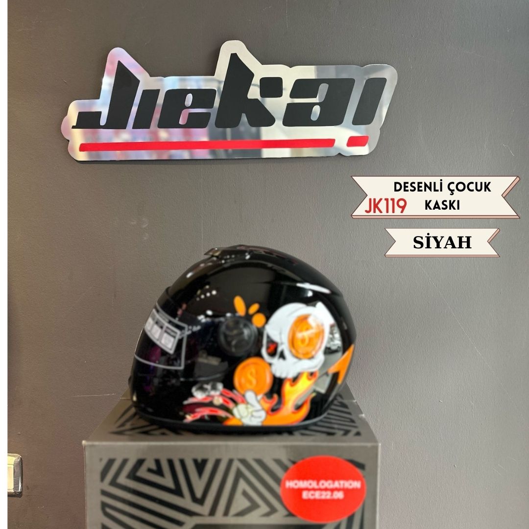 JK119 DESENLİ ÇOCUK KASKI * SİYAH *