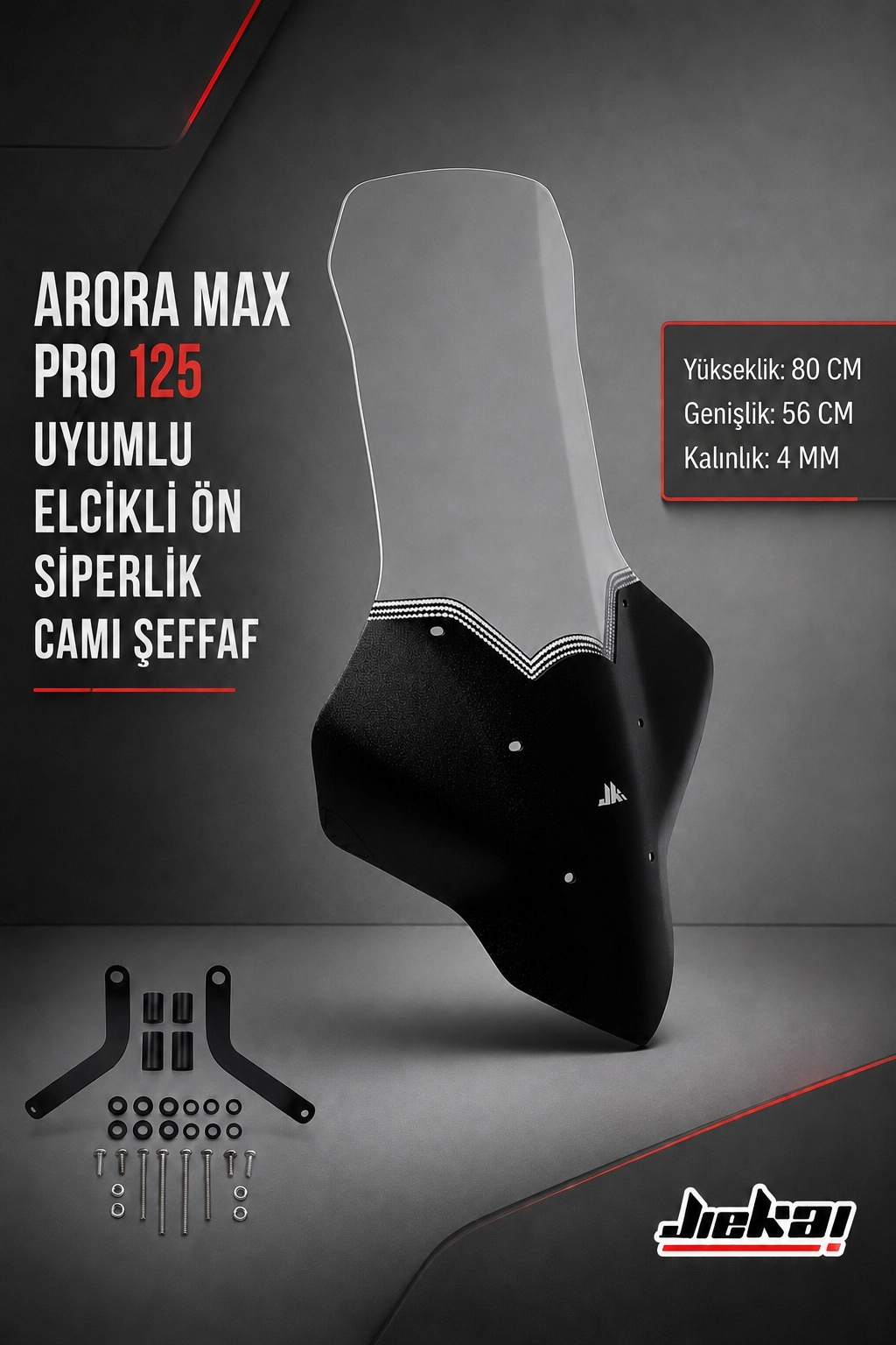 ARORA MAX PRO 125 2024-2025 UYUMLU ELCİKLİ ÖN SİPERLİK CAMI ŞEFFAF