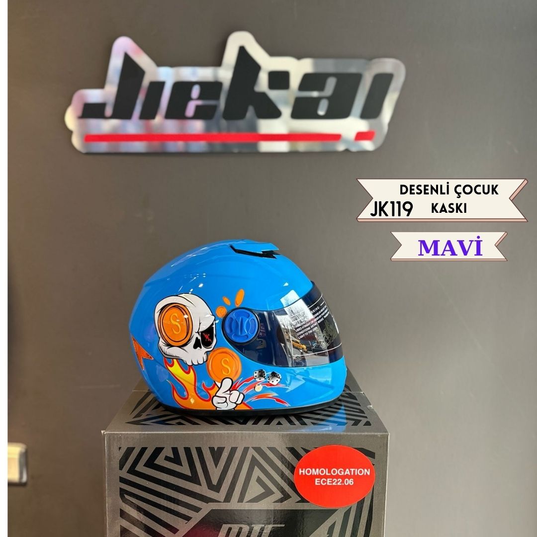 JK119 DESENLİ ÇOCUK KASKI * MAVİ * 
