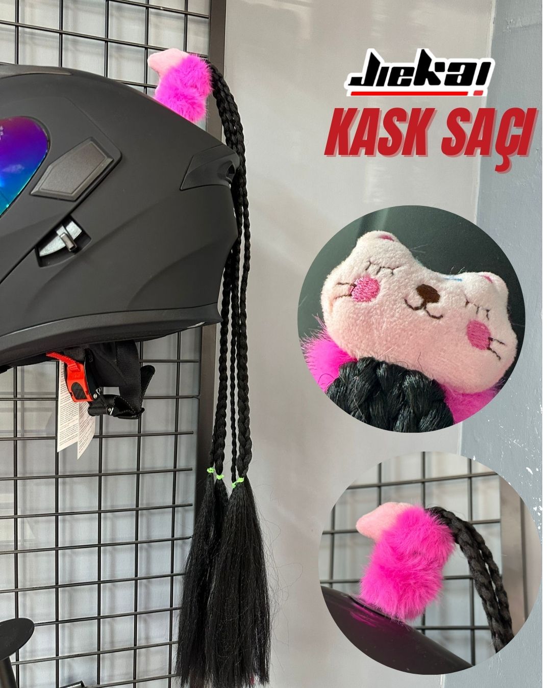 JİEKAİ KASK SAÇI TOKALI SİYAH RENK AFRİKA ÖRGÜ MODEL-09