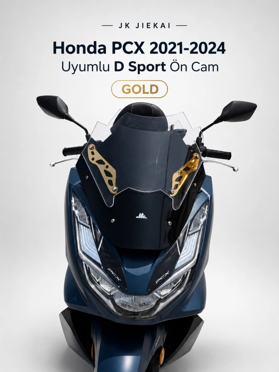 JK JİEKAİ Honda PCX 2021-2024 Uyumlu (*D*) Sport Ön Cam - GOLD