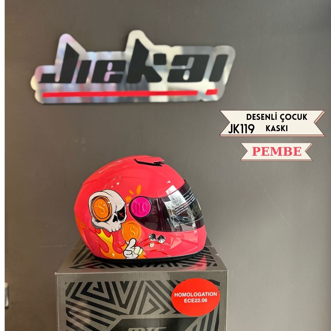 JK119 DESENLİ ÇOCUK KASKI * PEMBE *