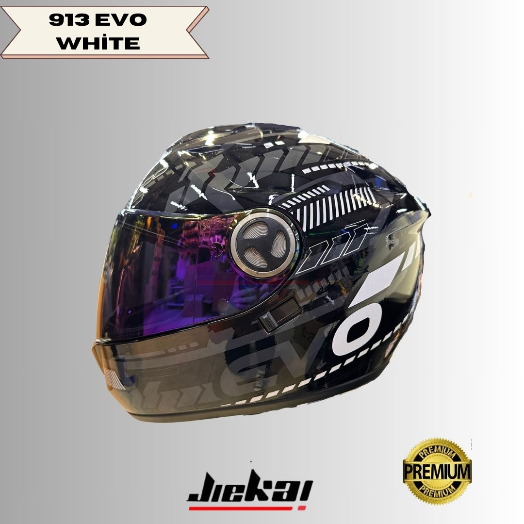 JK 913 GEOMETRİ  WHİTE FUL FACE KASK